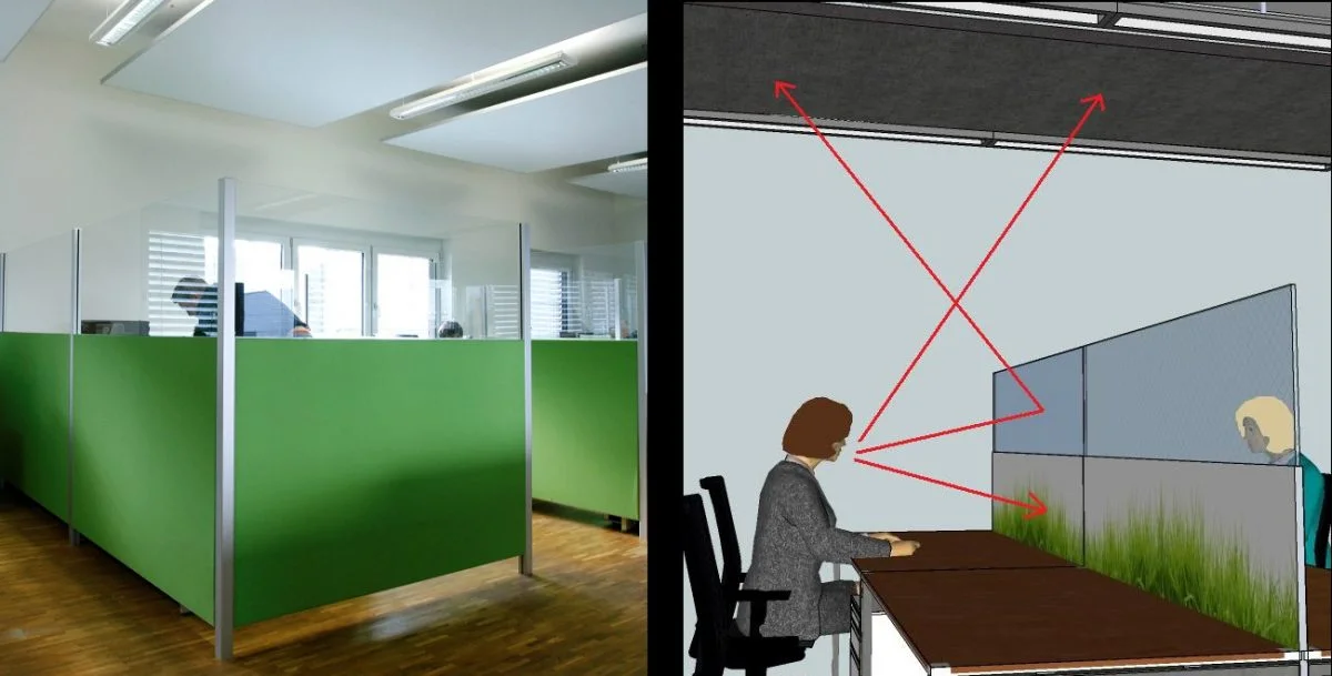 Trennwandsystem Flexx von Ziegler Schallschutz für bessere Akustik in Großraumbüros