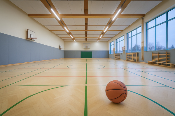 Sporthalle mit Akustiksegeln von Ziegler Schallschutz